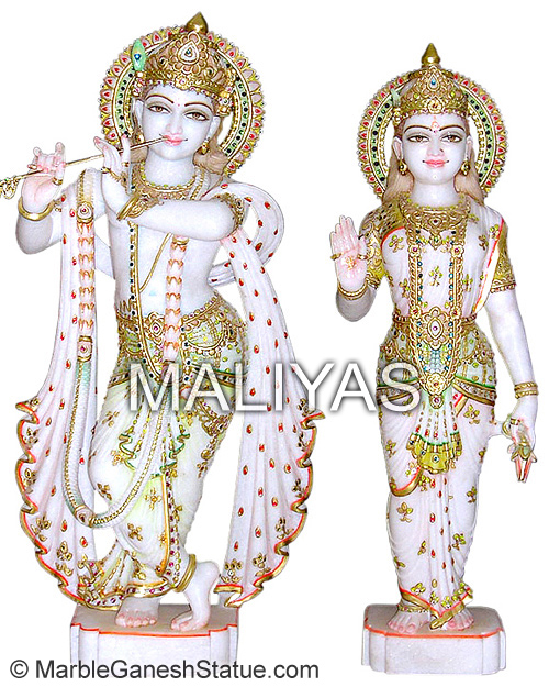 Krishna Statue with Radha Marble Idol