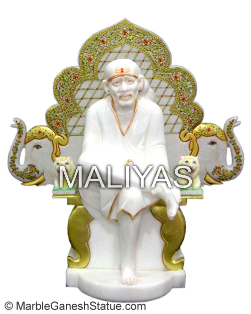 Marble Sai Baba on Singhasan