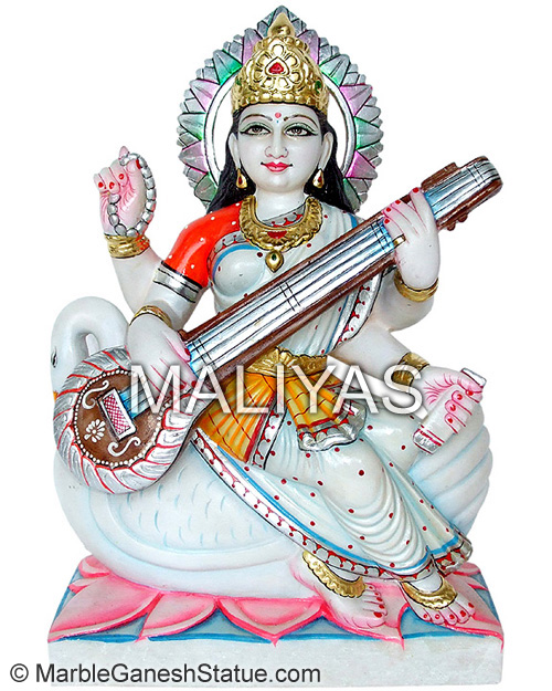 Marble Saraswati Goddess Statue