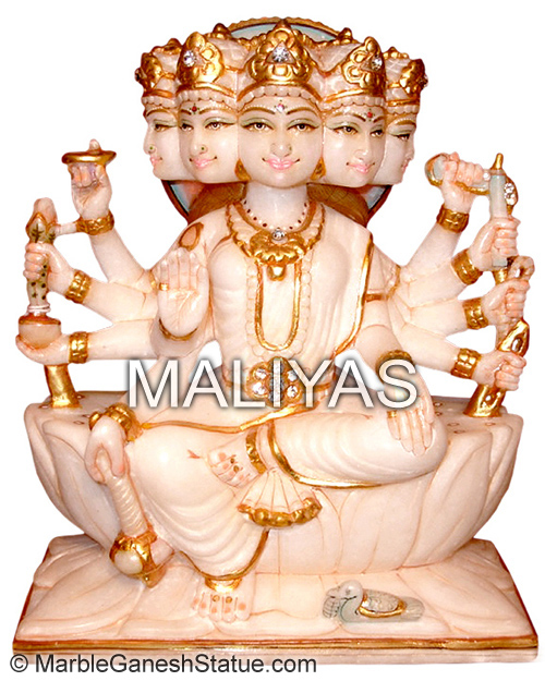 Panchmukhi Gayatri Marble Statue