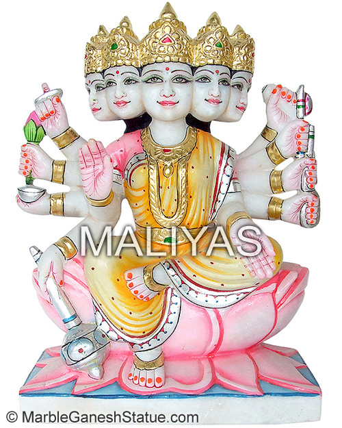 Panchmukhi Maa Gayatri Marble Statue