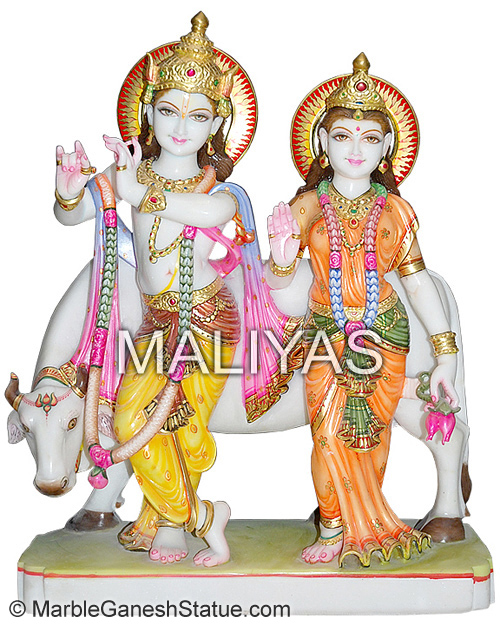Radha Krishna with Cow Murti