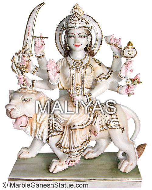 White Marble Ambe Maa Statue
