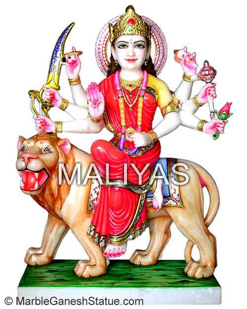 White Marble Durga Maa Statue