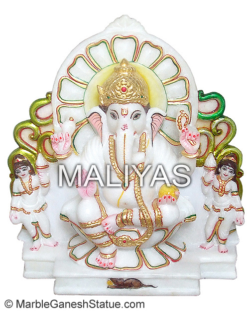 Marble Ganesh with Riddhi Siddhi