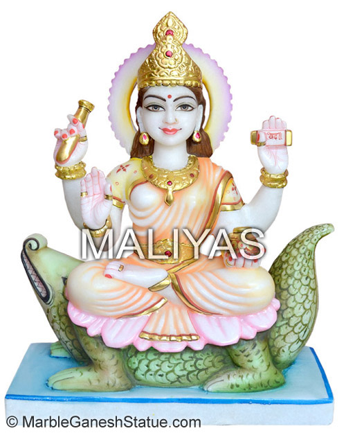 White Marble Ganga Mata Statue