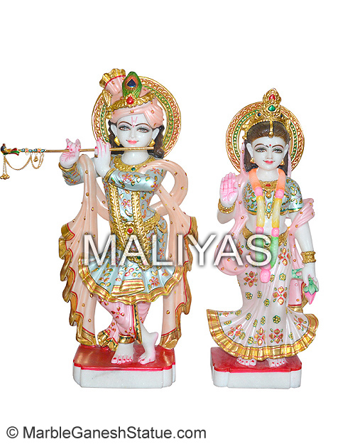 White Marble Radha Krishna Statue