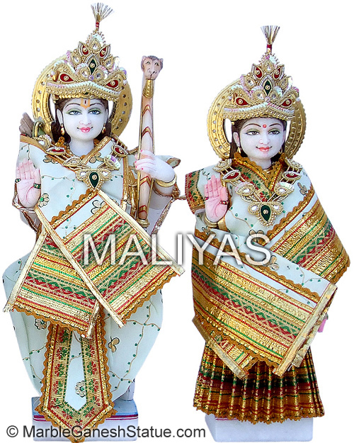 White Marble Ram Sita Statue