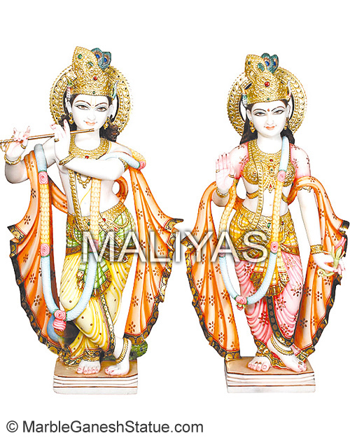 White Marble Statue Radha Krishna